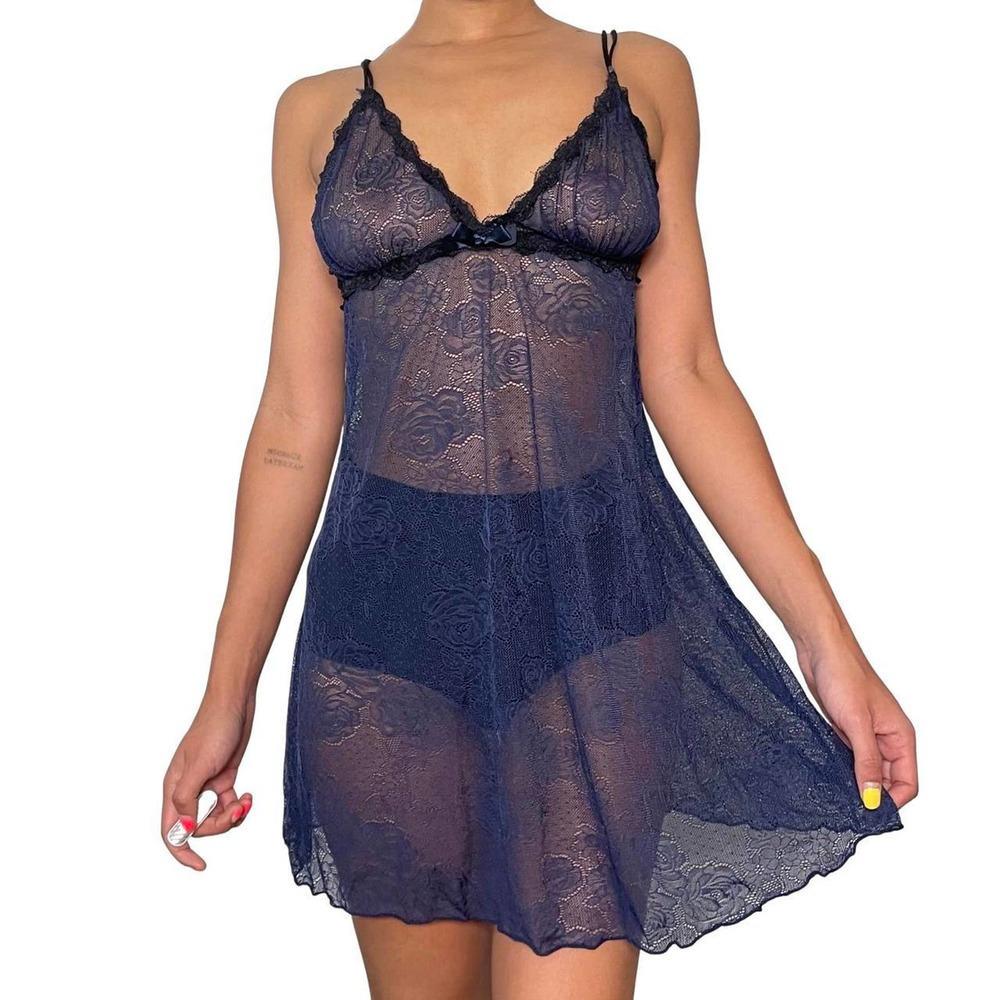 Vintage 90s Navy Slip Dress (XS-M)